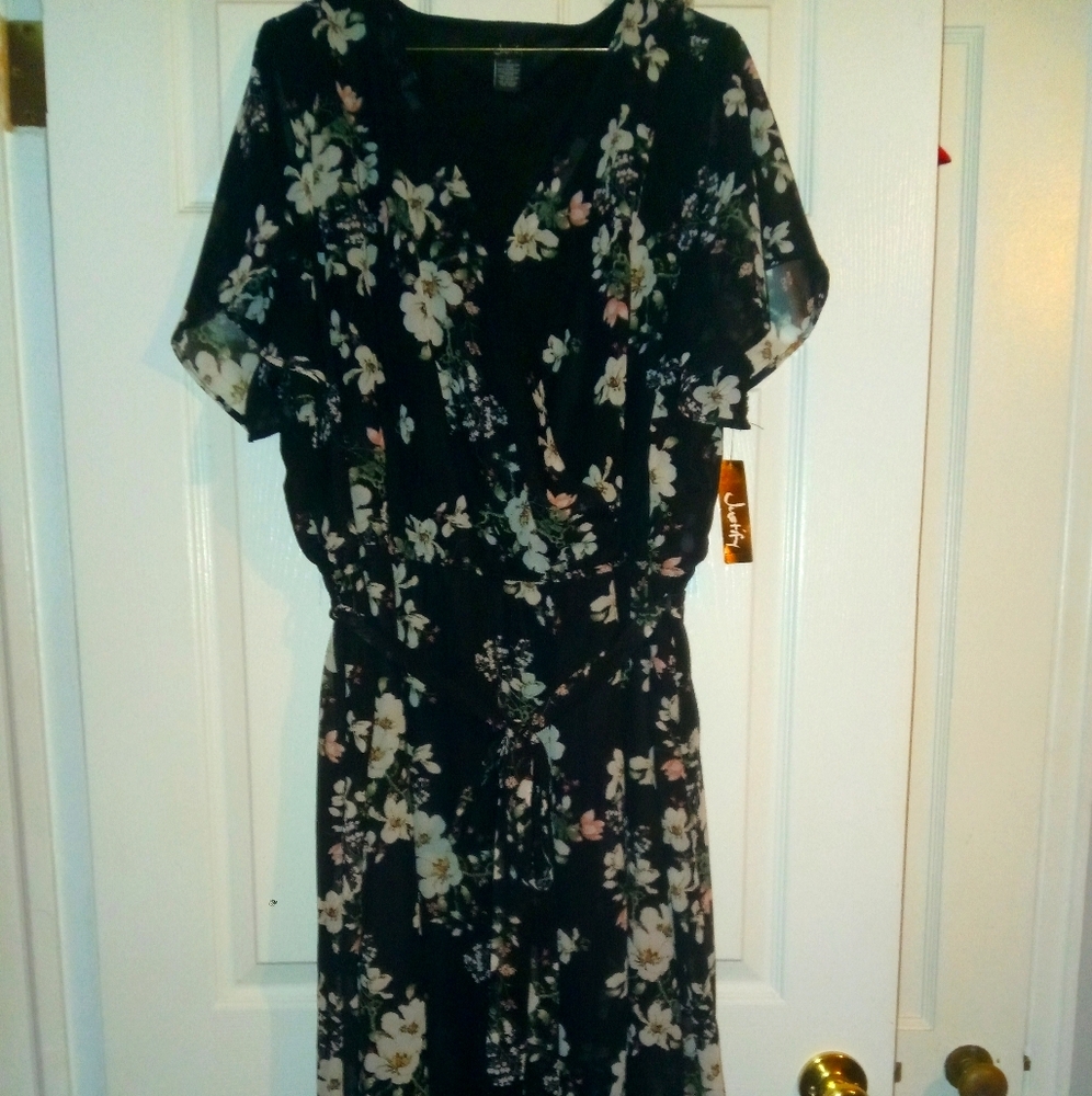 Justify Long Black Floral Dress